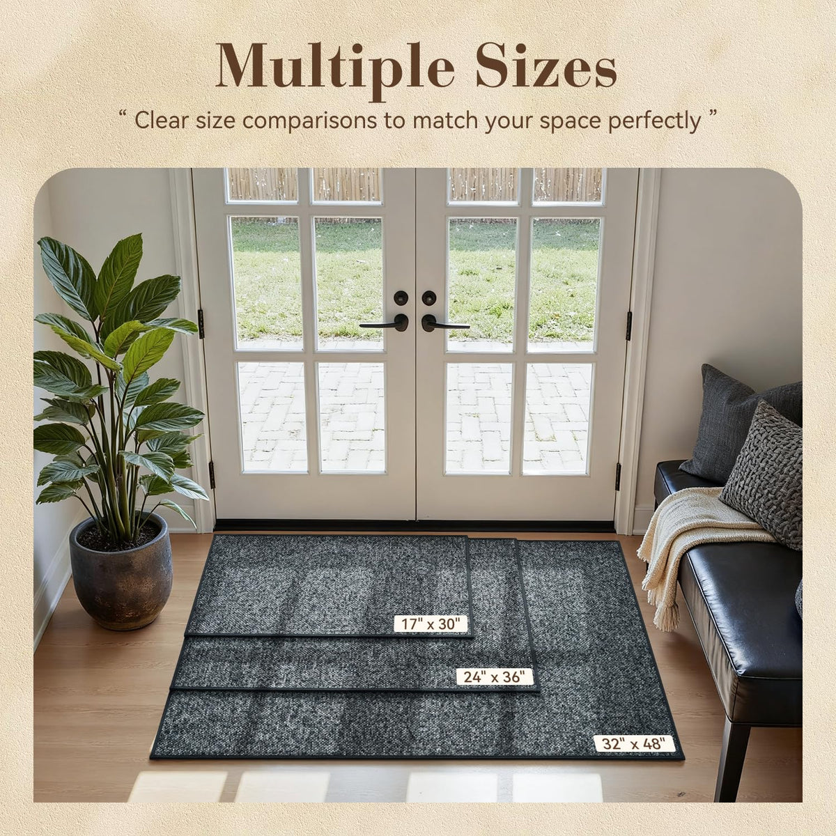 MontVoo door mat non-slip rubber backing prevents slips on indoor floors.