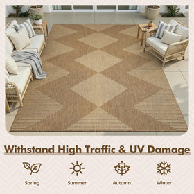 MontVoo textured weave outdoor rug for decks, durable and easy to clean