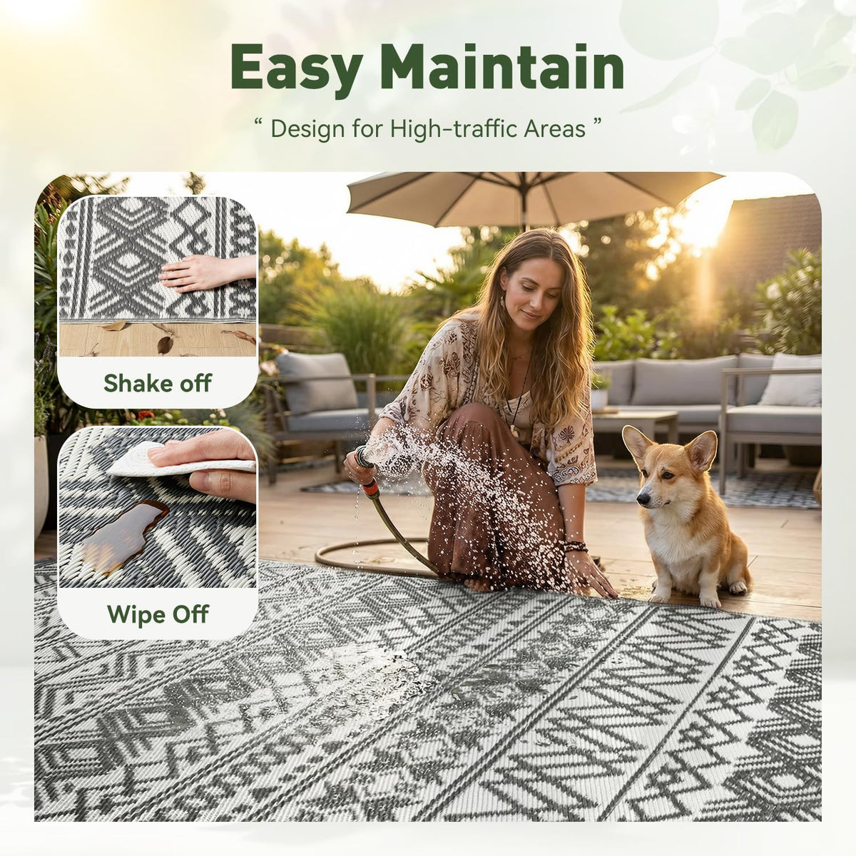 MontVoo rug designed for RV camping with durable, practical surface