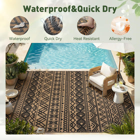 MontVoo rug with durable edge resists wear on high-traffic outdoor areas.