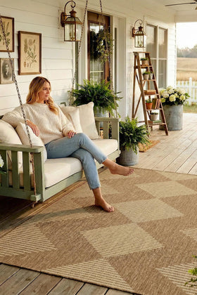 MontVoo outdoor rug for patio dining area with boho charm