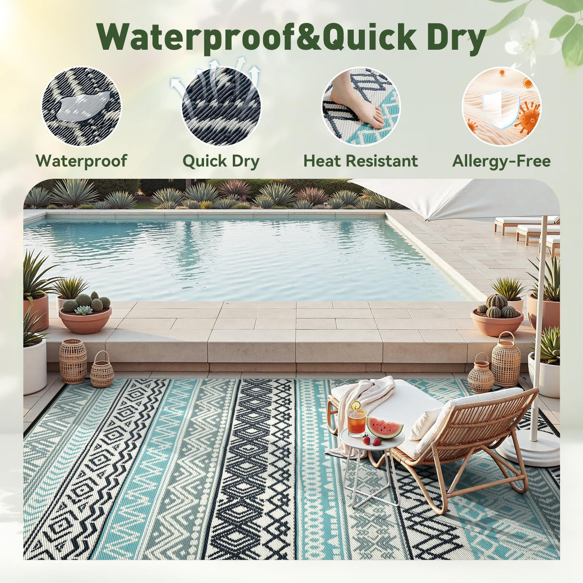 MontVoo reversible outdoor rug shows two looks for balcony or porch