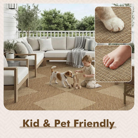 MontVoo flat-weave patio carpet ideal for easy maintenance
