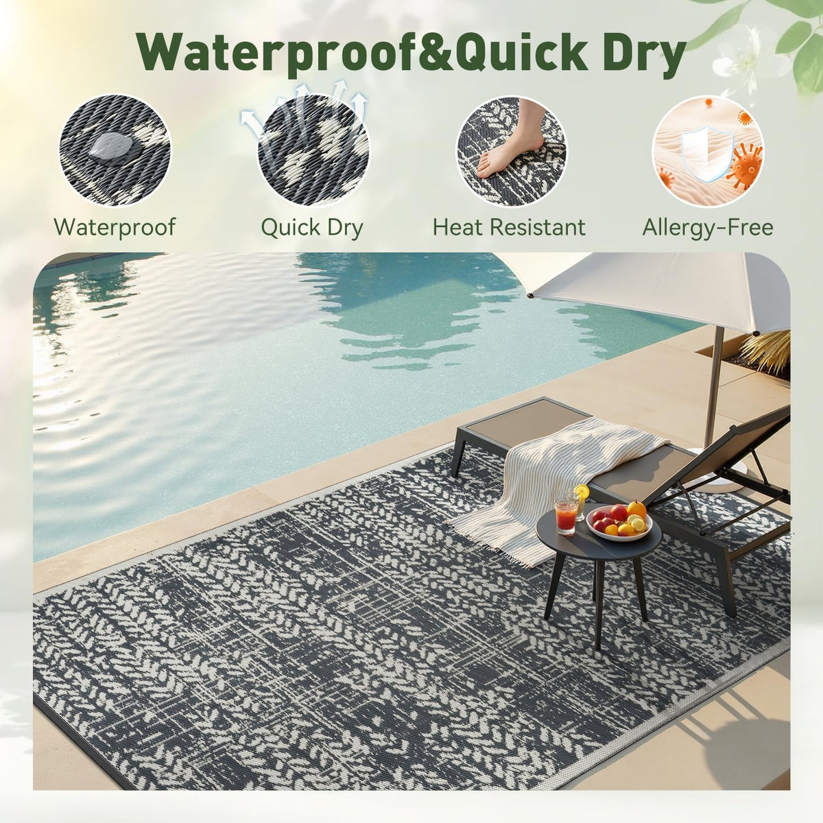 MontVoo picnic mat plastic straw rug, ideal for park or beach gatherings.