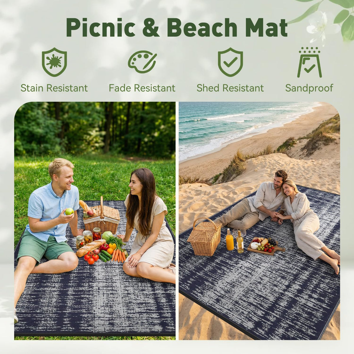 MontVoo rug at a campsite for portable, easy-clean comfort outdoors.