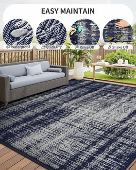 MontVoo lightweight rug comes with stakes to stabilize on uneven surfaces.