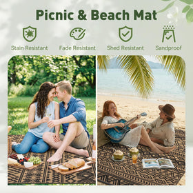MontVoo sand-free beach mat stays tidy while relaxing at the shore.