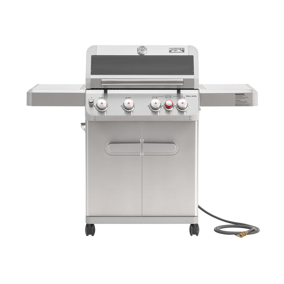 Monument Grills M415BZNG 4+1 burner layout for versatile outdoor cooking.