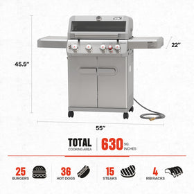 Monument Grills M415BZNG delivers 50,000 BTU for fast preheat and searing.