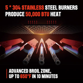 Monument Grills M415BZNG natural gas hose included for simple hook-up.
