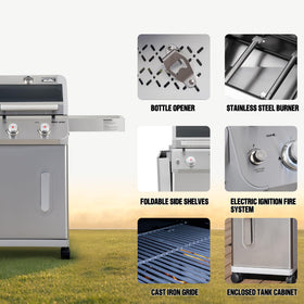 Monument Grills Mesa200S enamel cast iron grates for even heating and easy cleaning
