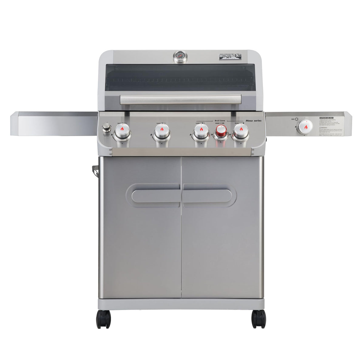 Monument Grills Mesa415BZ porcelain-enameled grates deliver even heat and easy cleaning.