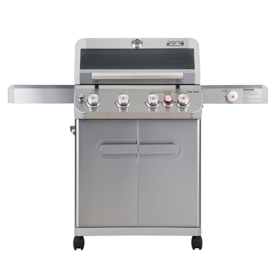 Monument Grills Mesa415BZ porcelain-enameled grates deliver even heat and easy cleaning.