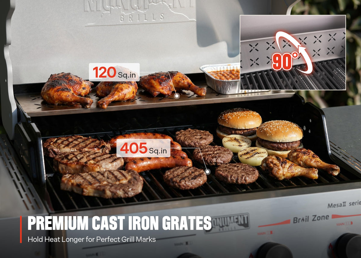 Monument Grills built-in propane tank holder keeps fuel within reach