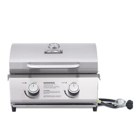 Monument Grills tabletop propane grill assembly demonstrates compact setup for on-the-go cooking.