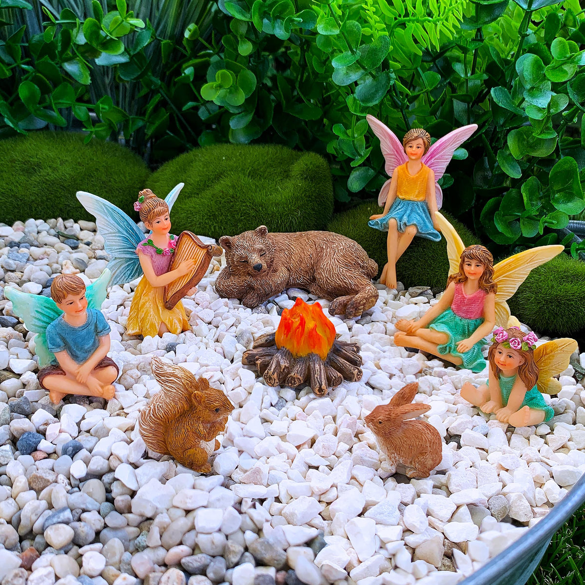 Mood Lab fairy garden camping set figurine 7 enhances indoor displays with playful color.