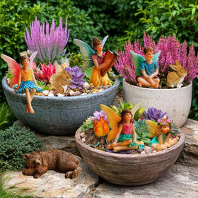 Mood Lab fairy garden camping set figurine 8 adds narrative to fairy garden collections.