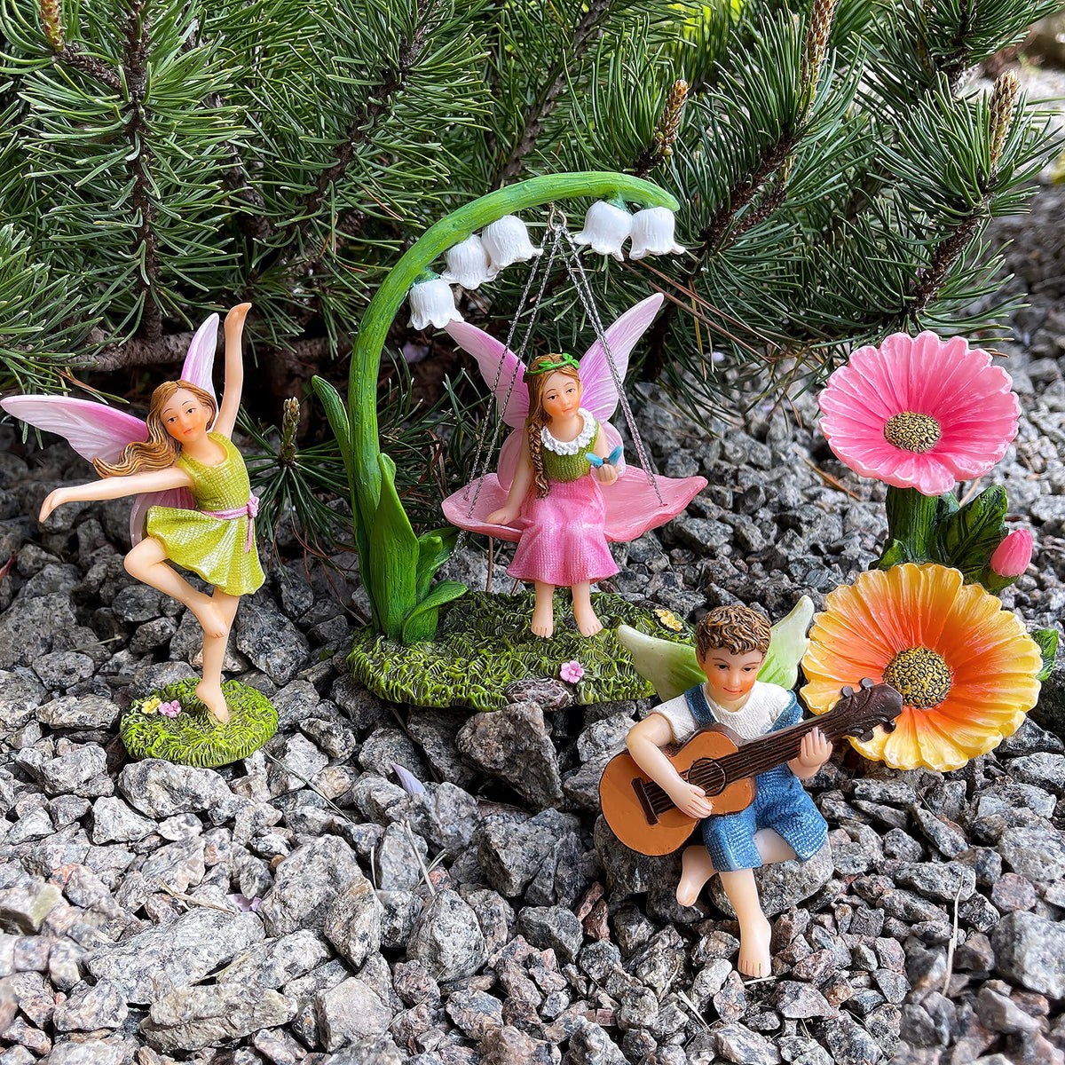 Mood Lab Fairy Garden detailed swing dancing figurines for charming scenes.