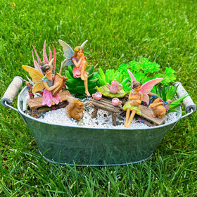 Mood Lab figurines feature hand-painted details for charming garden scenes.