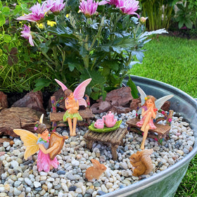 Mood Lab fairy garden figurines suitable for indoor and outdoor display layouts.