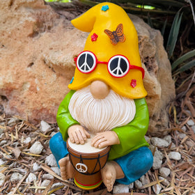 Mood Lab resin garden gnome with sun-protected finish endures sunny days.