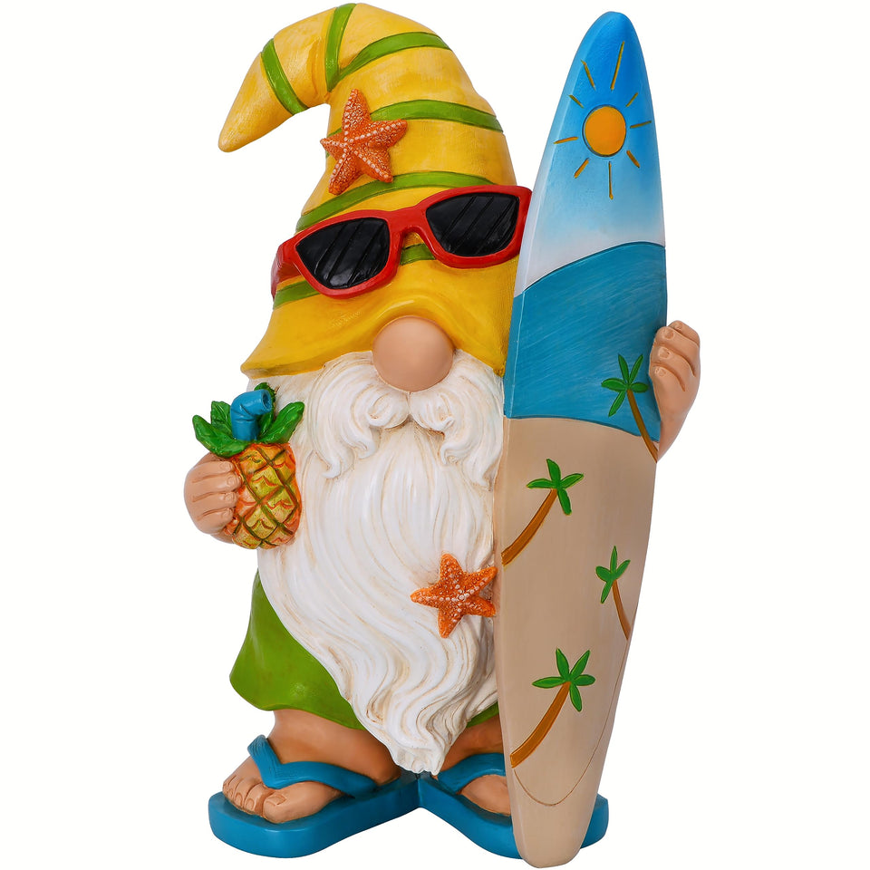 Mood Lab Garden Gnome Surfer statue adds playful charm to outdoor spaces