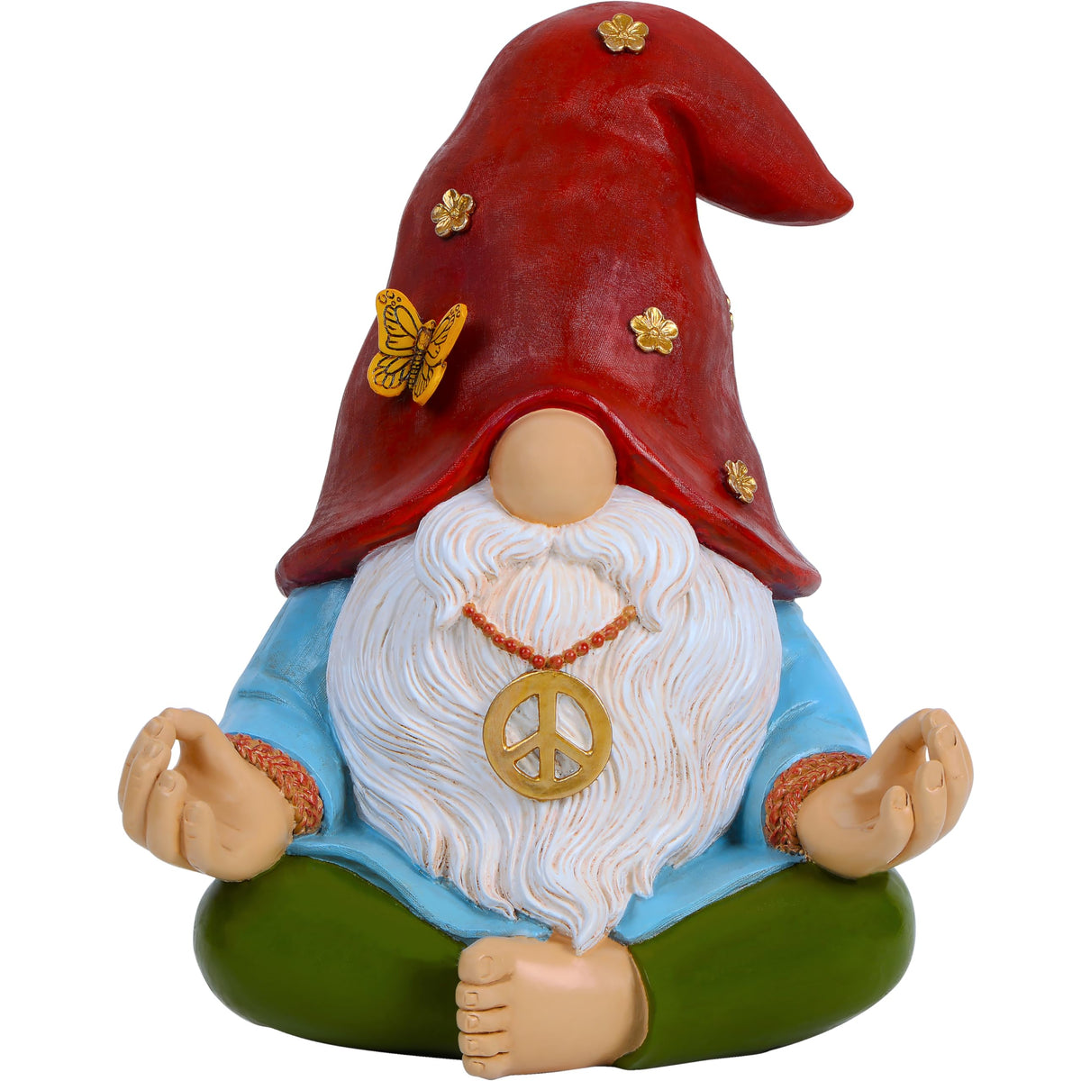 Mood Lab Garden Gnome in zen hippie pose for tranquil outdoor decor.