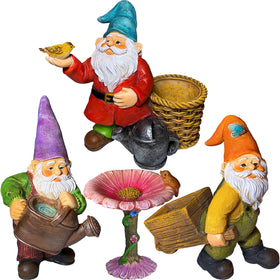 Mood Lab garden gnomes set - front view, ideal for outdoor whimsy and curb appeal.