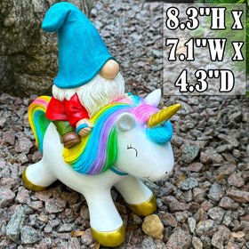 Mood Lab gnome-on-unicorn statue adds backyard charm and patio fun.