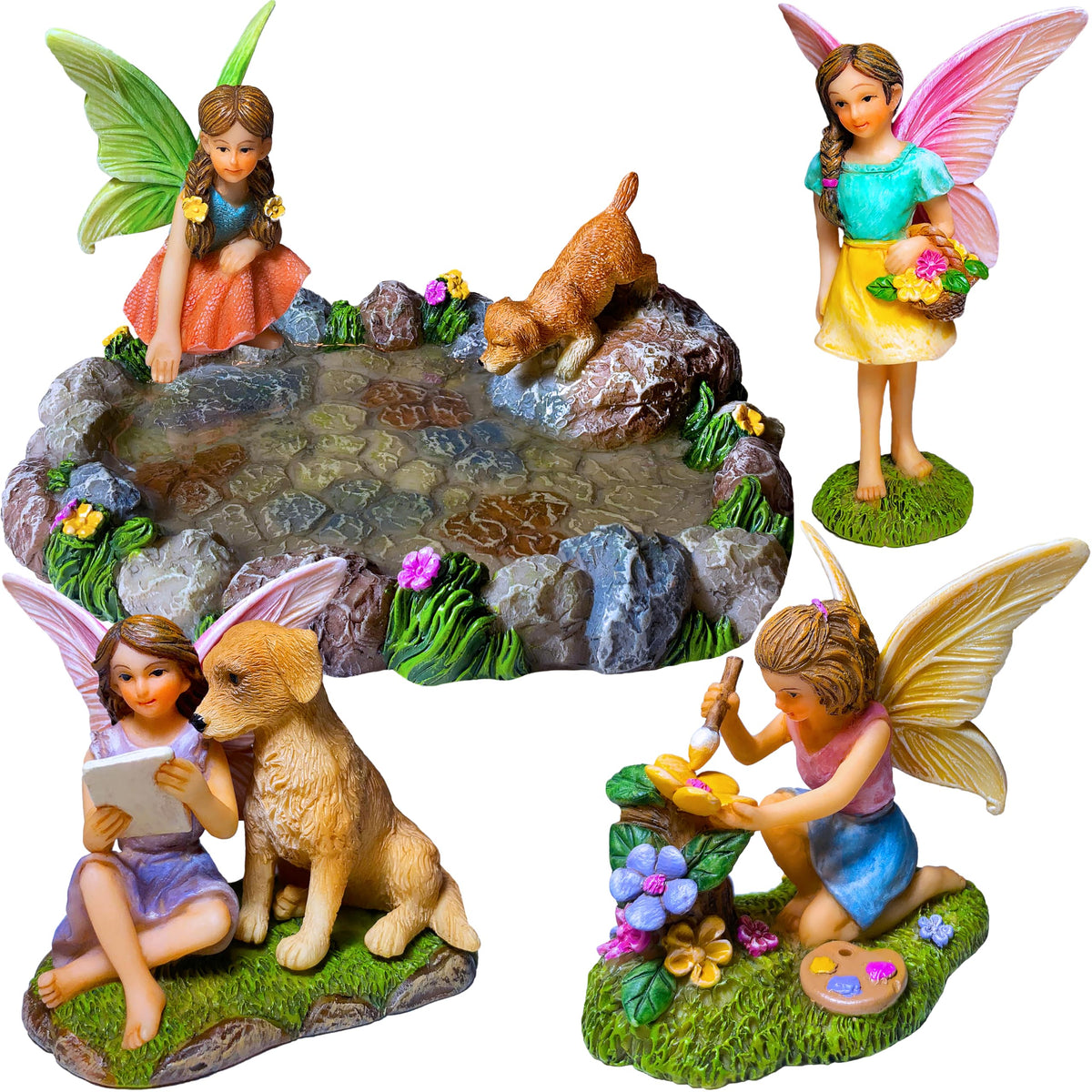 Mood Lab miniature garden pond statue in resin for outdoor decor