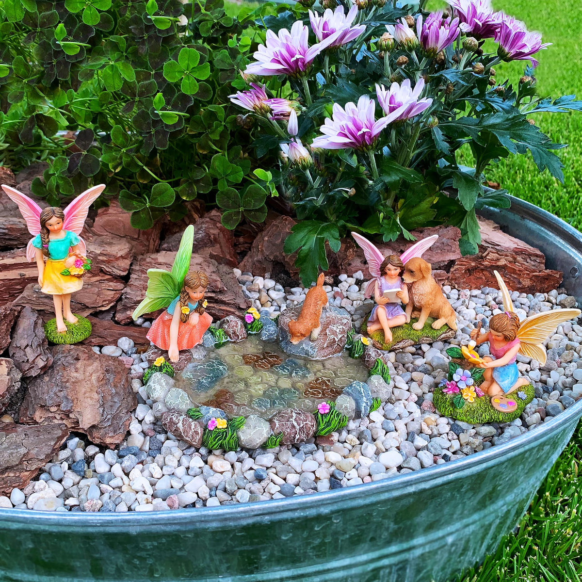 Mood Lab resin pond statue with hand-painted finish for fairy gardens