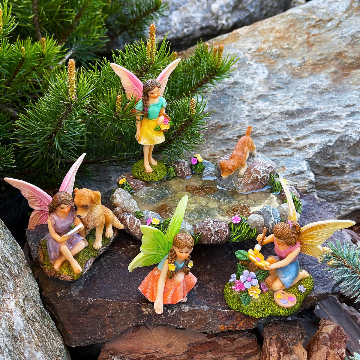 Mood Lab resin pond figures withstand outdoor weather with coating