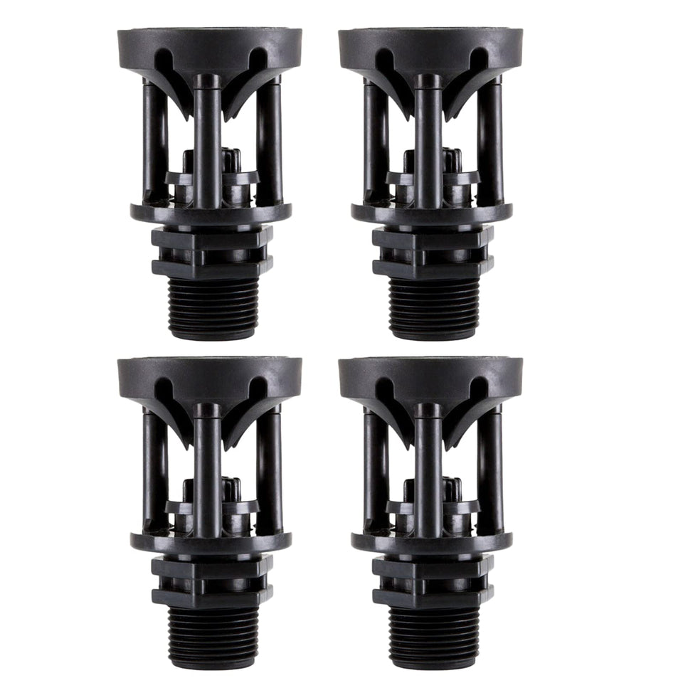 MOONDKIST 4-pack sprinkler heads with 360° rotation ensure even lawn watering.