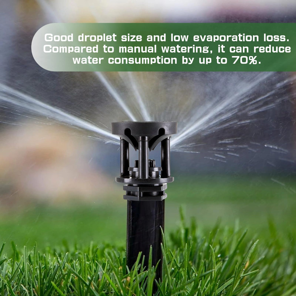 MOONDKIST easy-install sprinkler head fits 1/2-inch threads for quick setup.