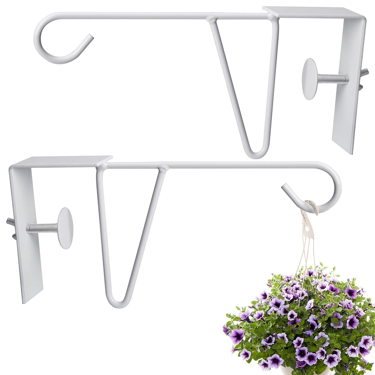 Moonoom 2-pack adjustable fence hooks hanging flower pots for garden décor