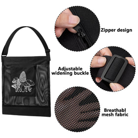 Moonoom mesh foraging pouch with adjustable strap for chest-carry convenience.