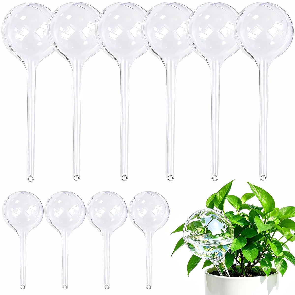 MOONSOUND plant watering globes in clear plastic for indoor and outdoor plants
