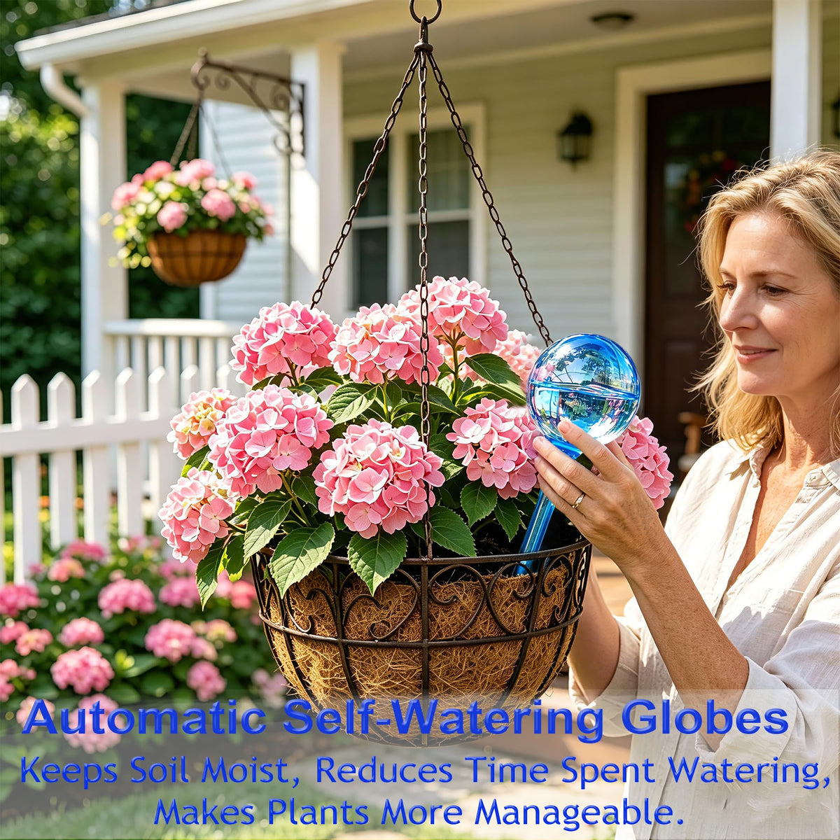 MOONSOUND self-watering globes in soil delivering root moisture.
