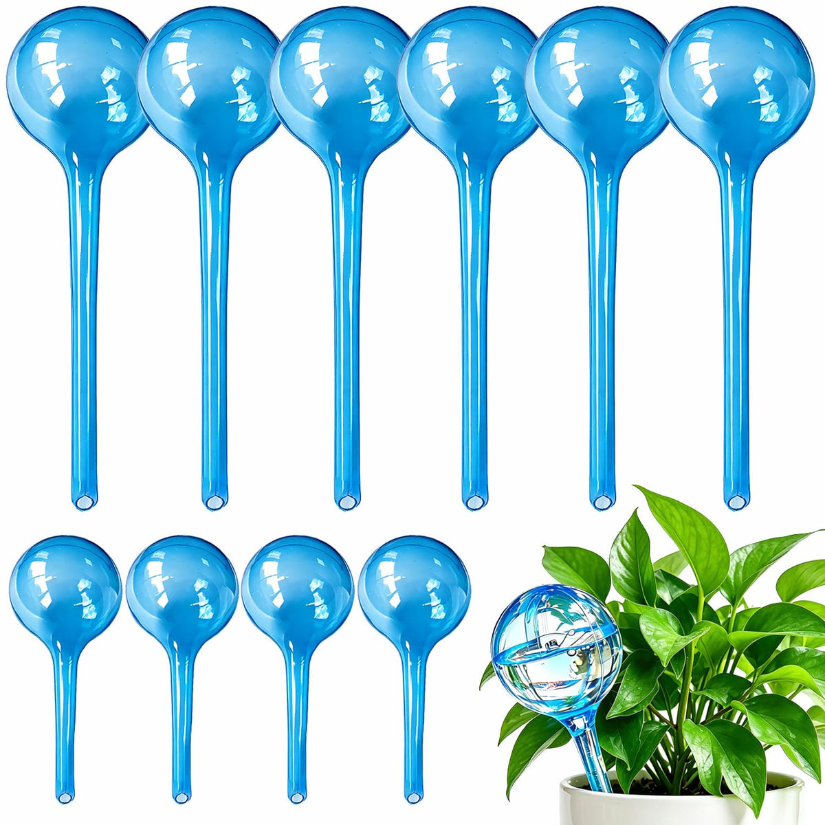 MOONSOUND self-watering globes pack setup for easy plant hydration.