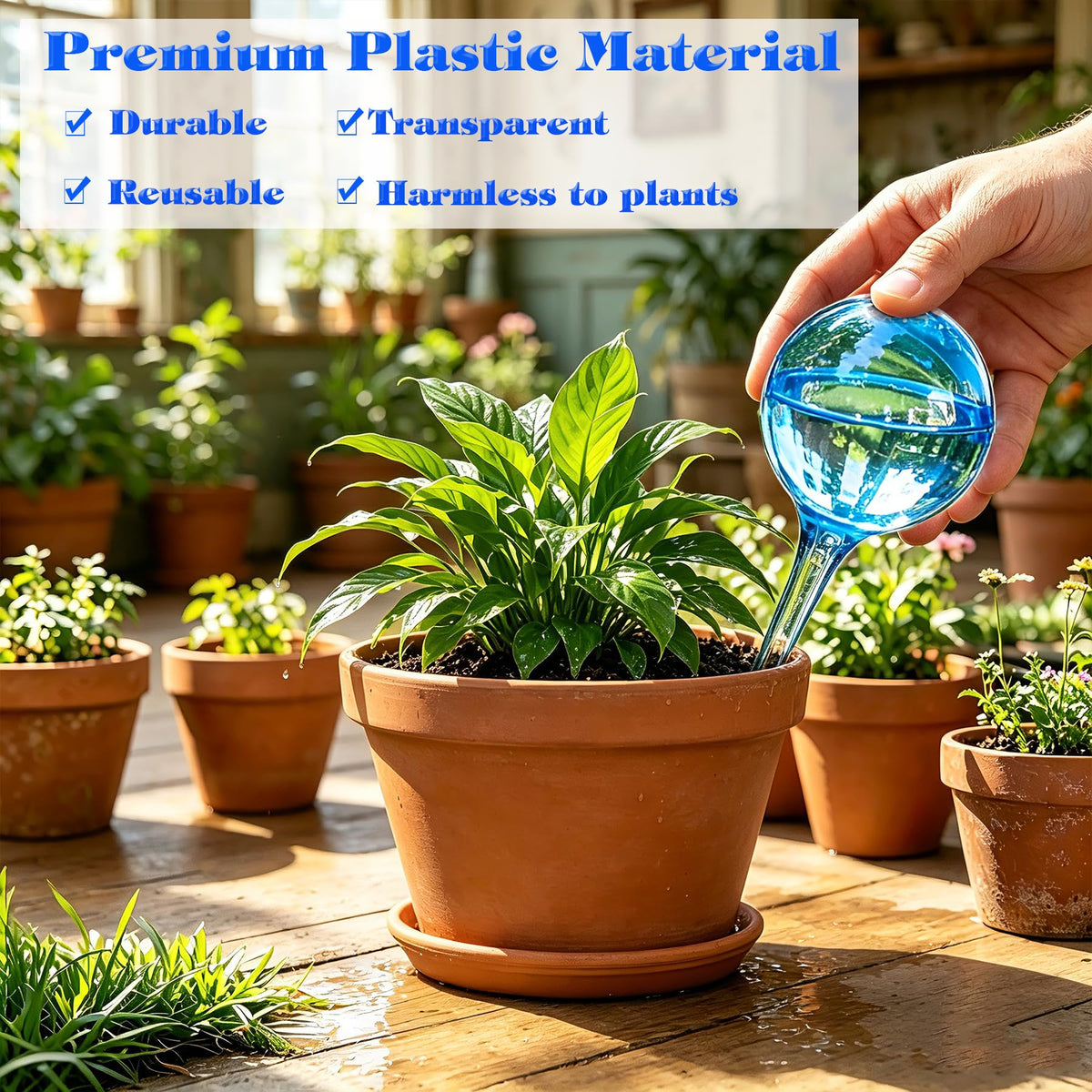 MOONSOUND water-conservation globes minimize evaporation.