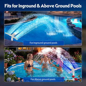 Mooroer fountain fits above-ground and in-ground pools for flexible setup.