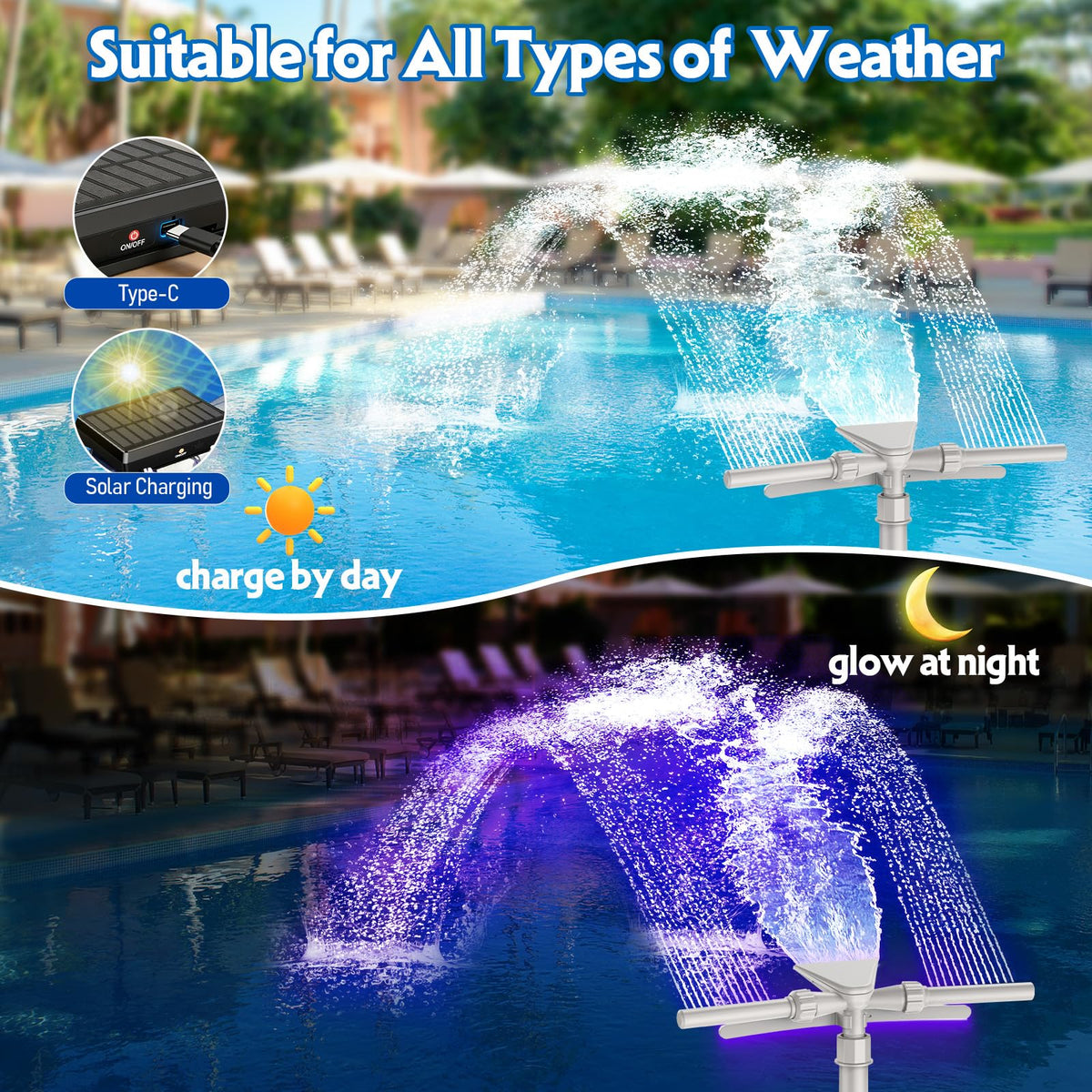 Mooroer fountain color modes create vibrant, party-ready lighting effects.