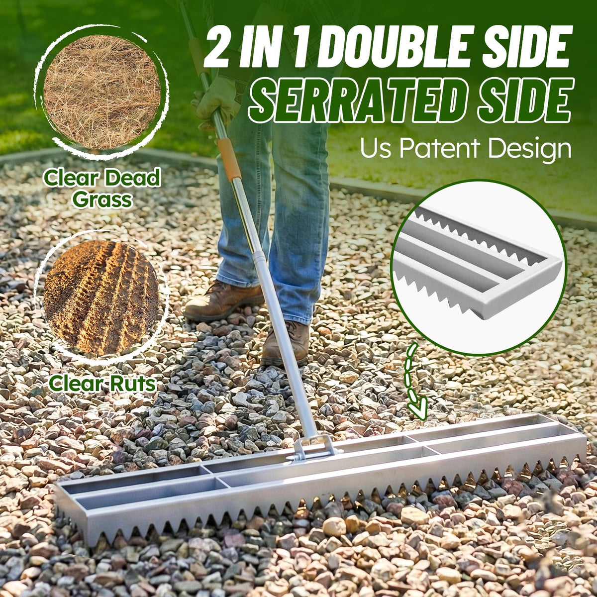 MOPAI rake with 20 marking flags to locate low spots clearly.
