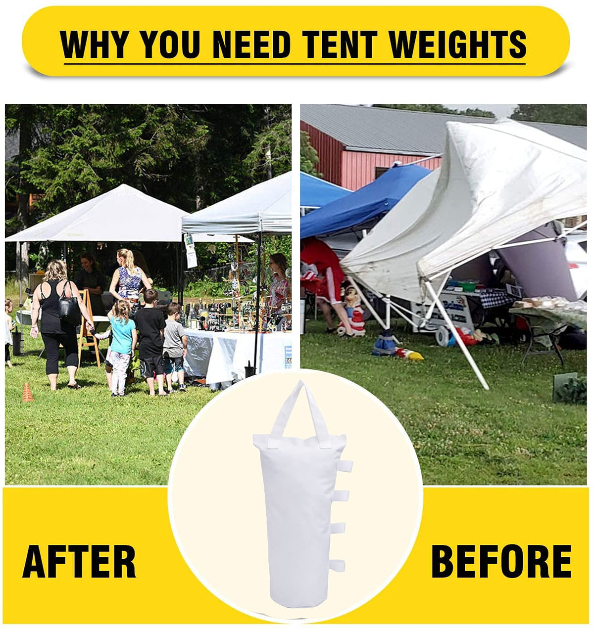 Outdoor setup with MOPHOEXII weights bags on a pop up canopy.