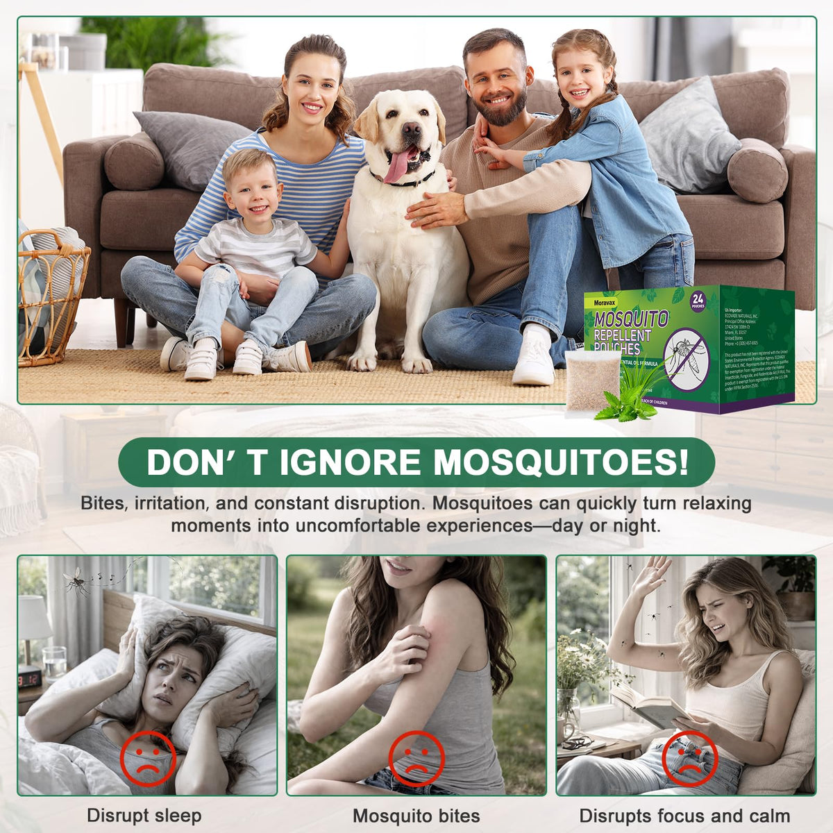 Moravax mosquito pouch for bedrooms offers gentle, safe protection for nighttime comfort