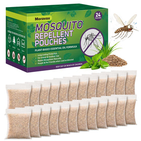 Moravax mosquito pouch for outdoor patio provides long lasting protection with a subtle citronella aroma