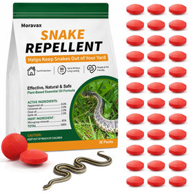 Moravax snake balls pack shown for pet-friendly home protection.