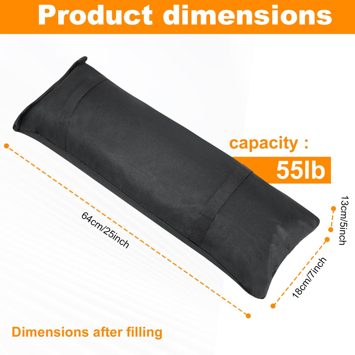 Mordx sandbags filled to 64x18x13 cm provide a stable base for outdoor furniture
