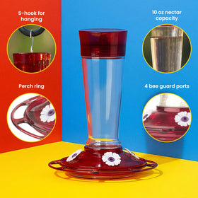 More Birds four-port feeder supports multiple hummingbirds at once