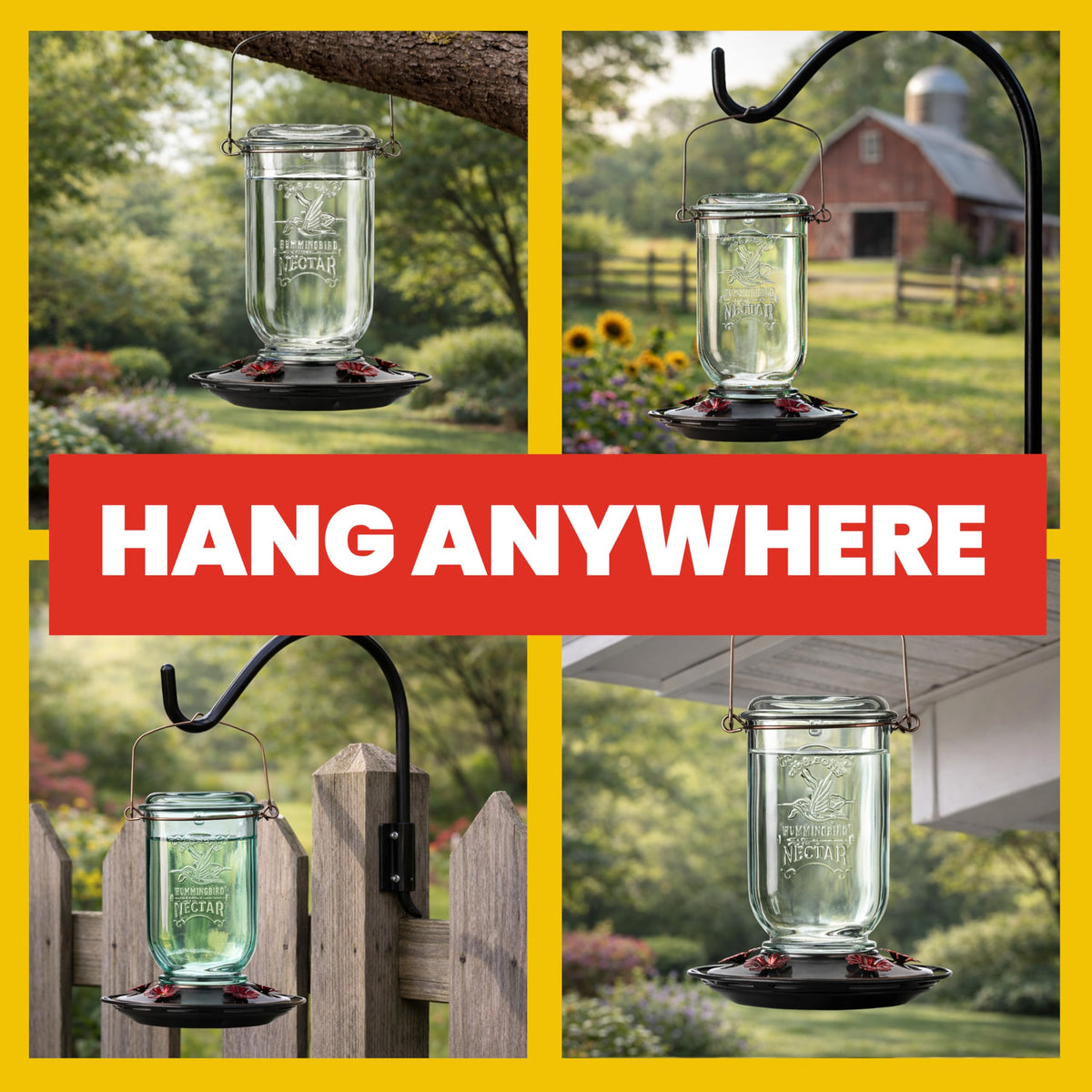 More Birds Mason Jar feeder three-piece design for easy cleaning.